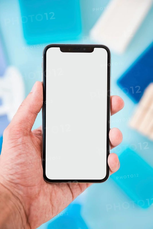Smartphone template with cleaning products background