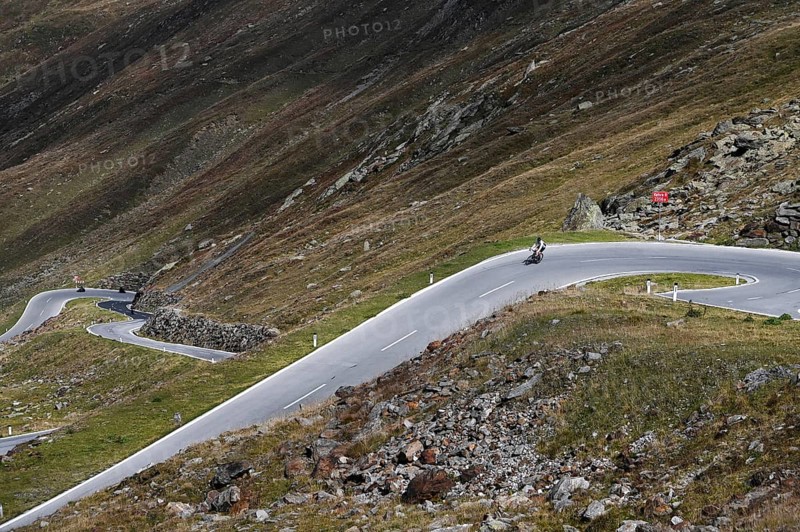 Racing cyclists on the Timmelsjoch High Alpine Road between Austria and Italy