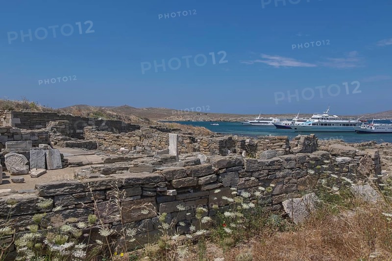Excursion boats off the island of Delos