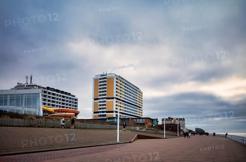 View from the promenade of high-rise building with holiday flats