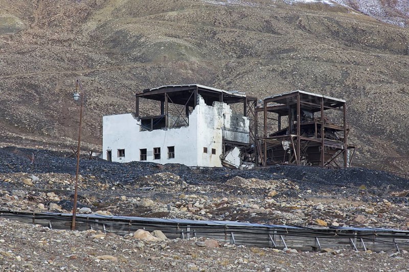 Derelict mining buildings at Pyramiden
