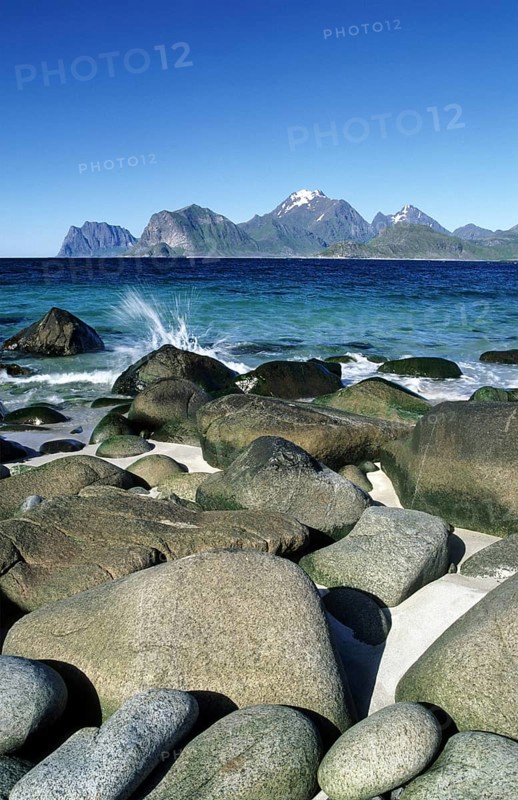 Stones in the surf on the Myrland beach