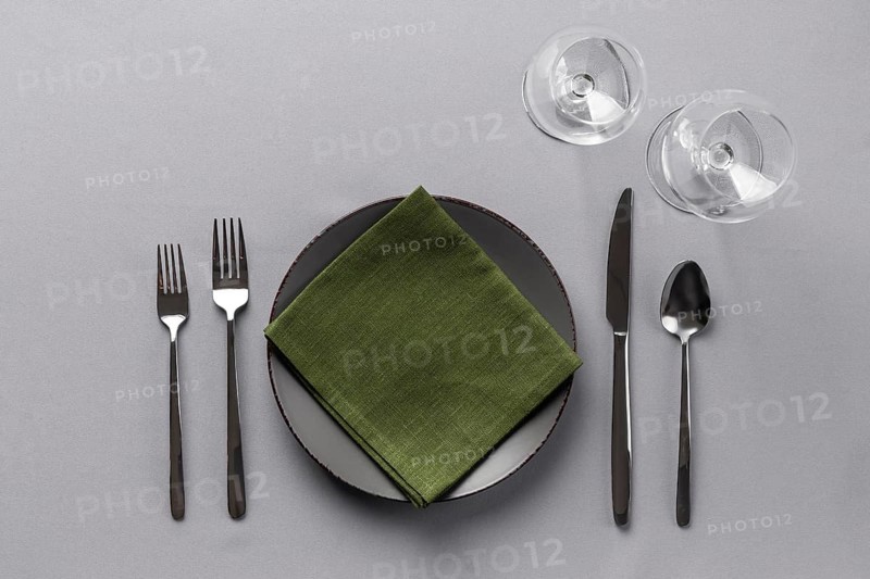 Top view table etiquette elements