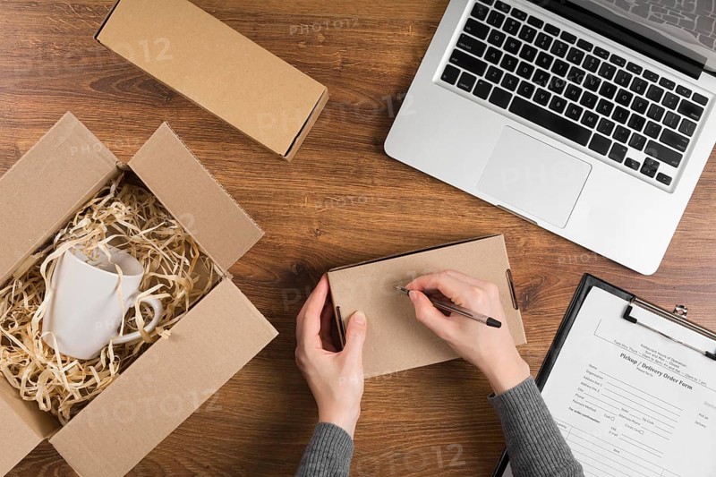 Woman preparing cyber monday box