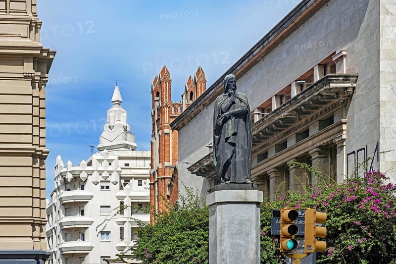 Statue of Dante Alighieri on the Pasaje Emilio Frugoni in the capital city Montevideo
