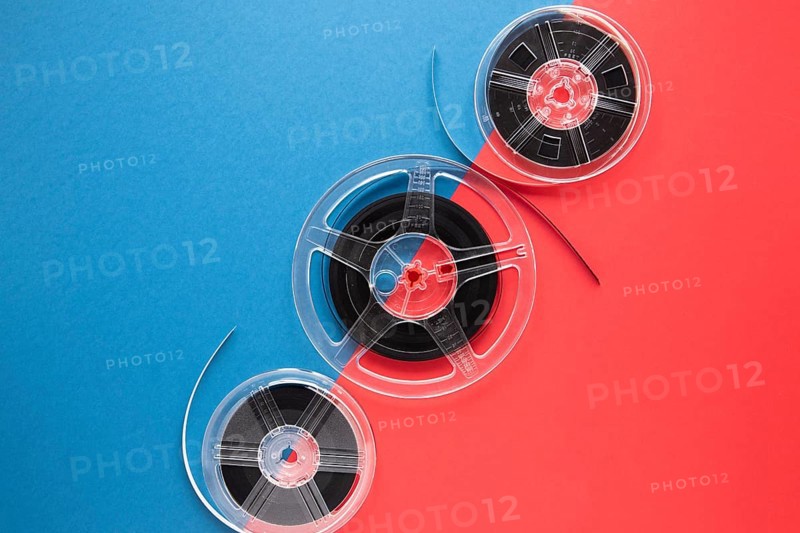 Movie reels bicolored background with copy space