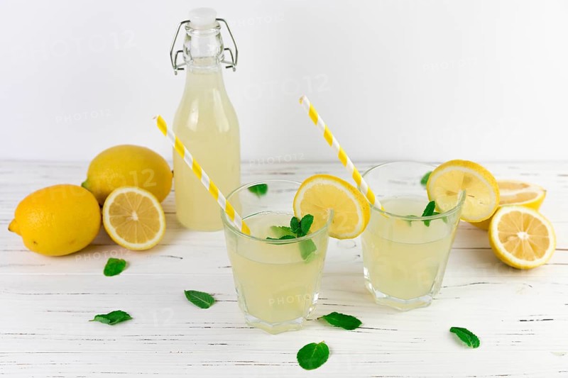 Top view lemonade glasses arrangement