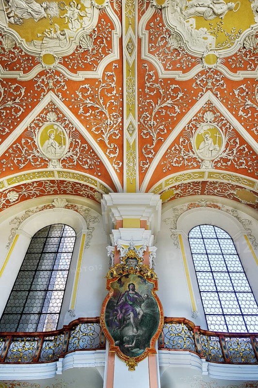 Stucco ceiling and windows in the church of St Stephan