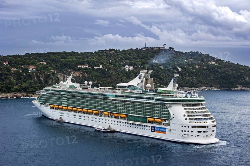 The cruise ship MS Liberty of the Seas of Royal Caribbean International docked in Nice along the French Riviera