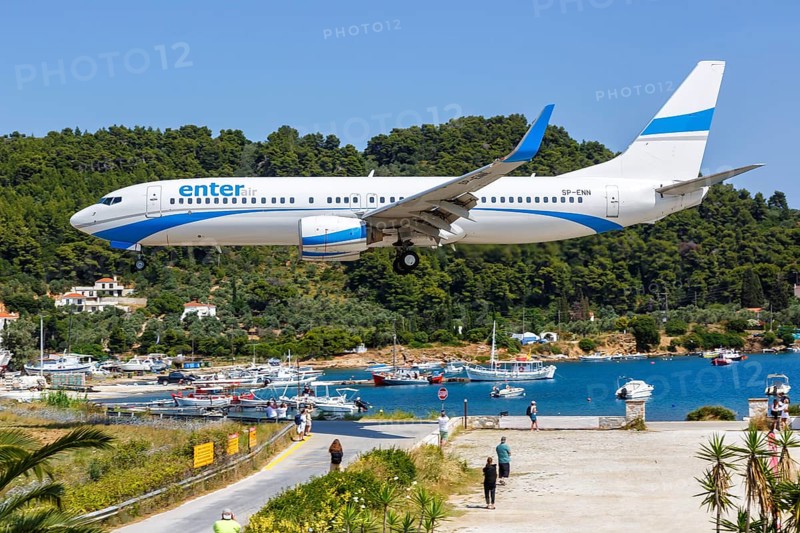 A Boeing 737-800 aircraft of Enter Air with the registration SP-ENN at Skiathos Airport