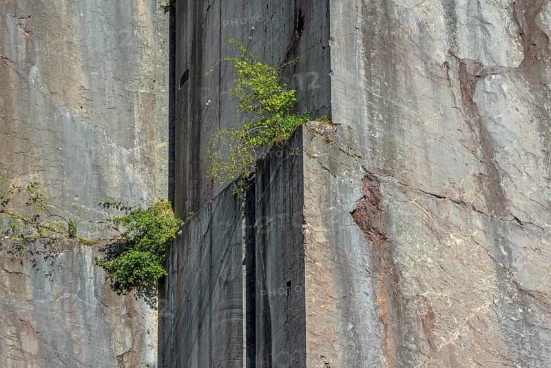 Abandoned red marble quarry Carriere de Beauchateau at Senzeilles