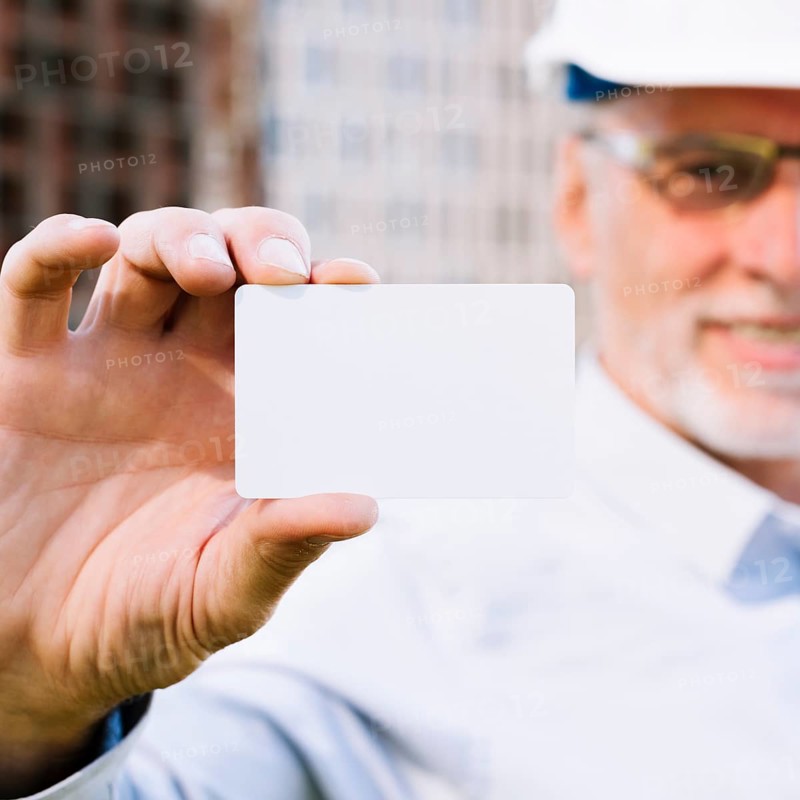 Close up man with business card mock up