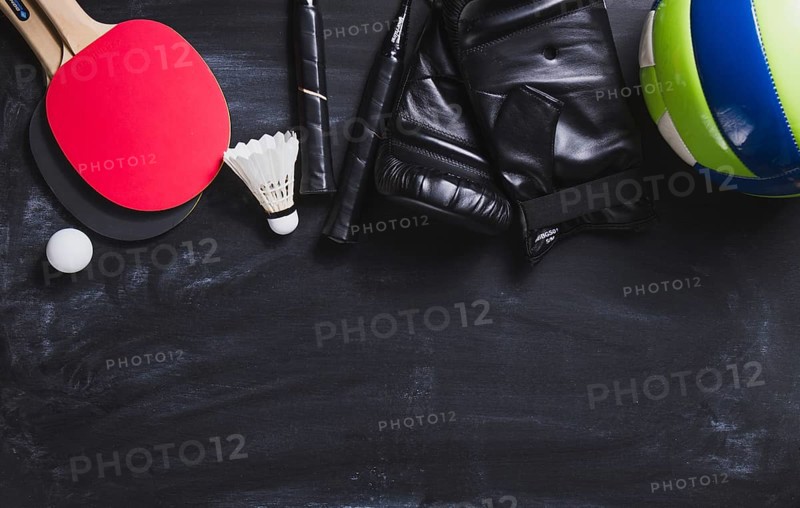 Top view different objects sport