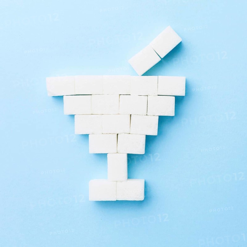 Top view sugar cubes cocktail glass shape
