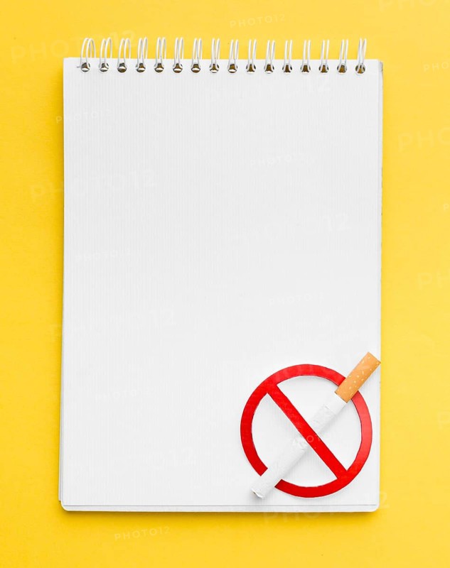 Notebook with stop smoking sign