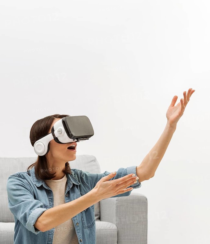 Portrait woman with virtual reality headset