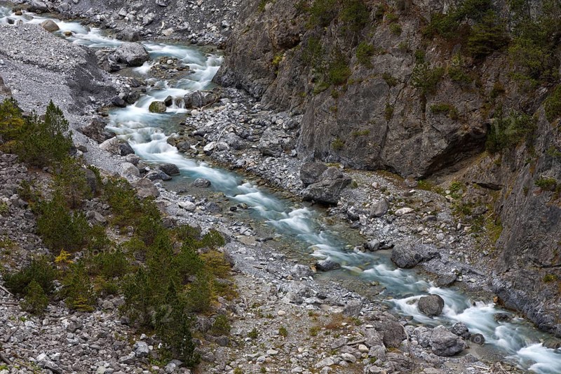 Clemgia gorge in the mountains of the Swiss National Park at Graubuenden