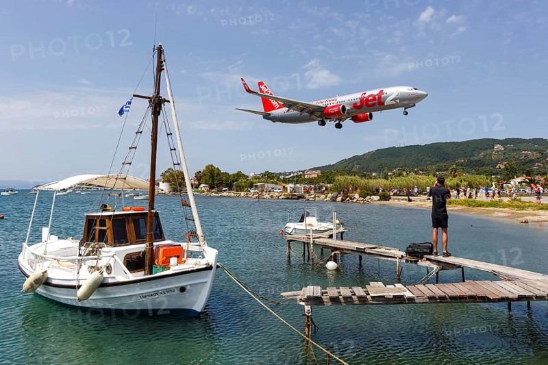 A Boeing 737-800 Jet2 aircraft with registration G-JZBL at Skiathos Airport