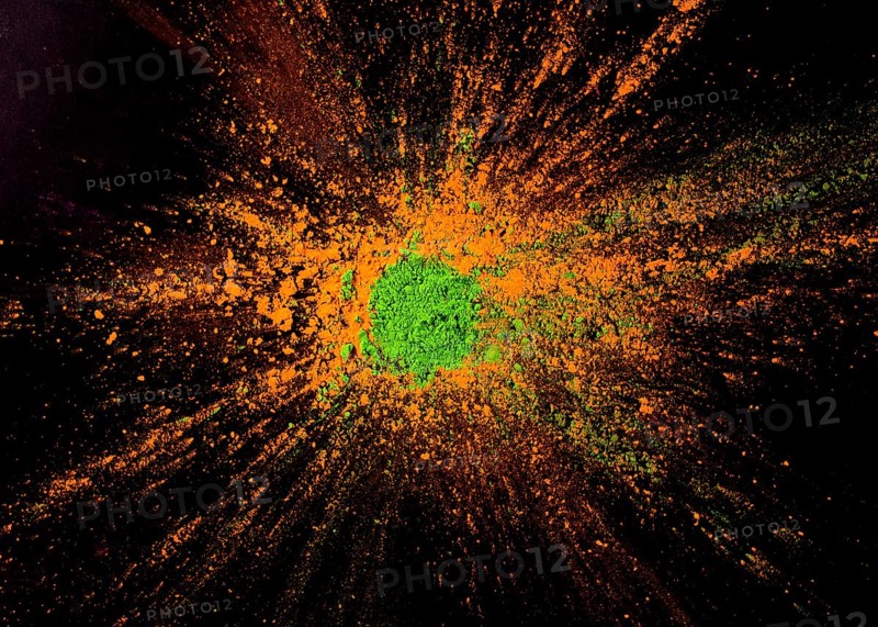 Green powder color orange color black backdrop