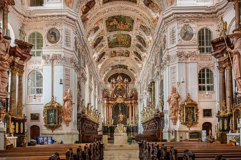Interior of the baroque collegiate basilica