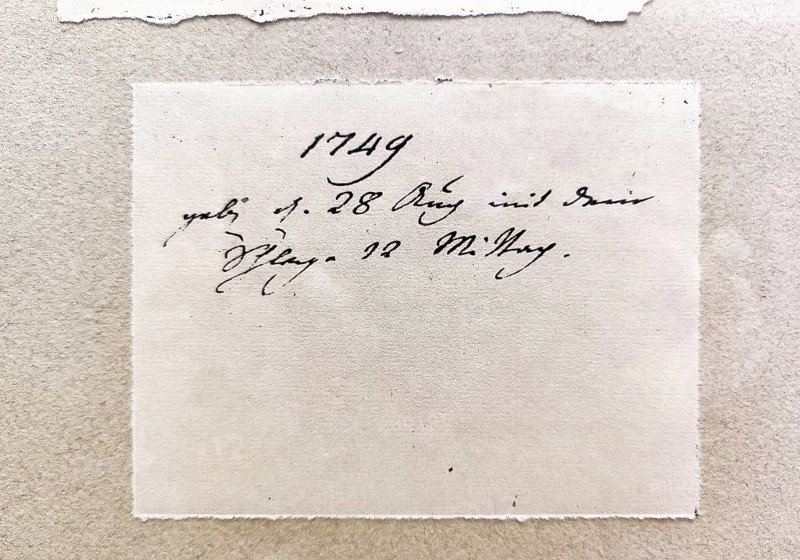 Handwritten note on Goethe's date of birth