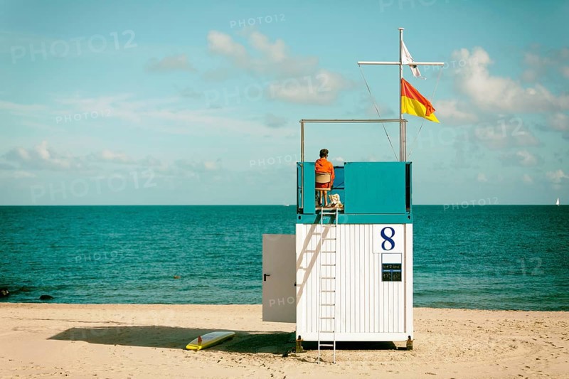 Lifeguard on a lookout tower