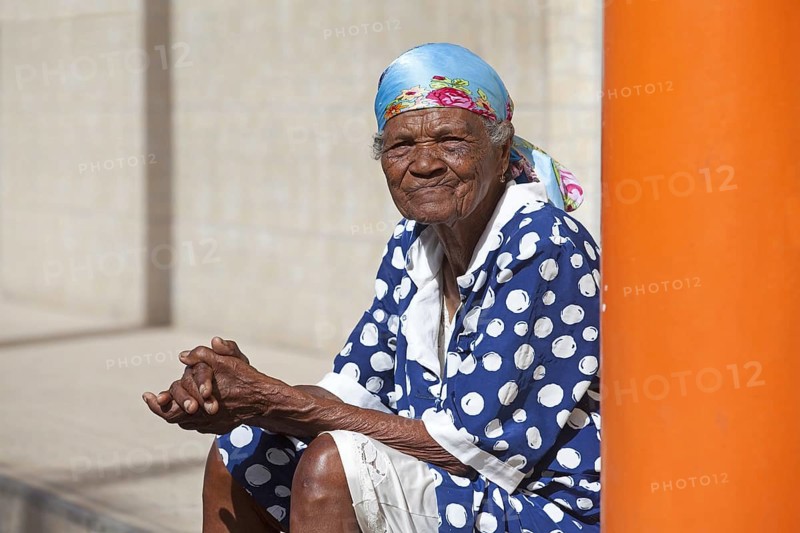 Old Creole woman in the village Ribeira Grande on the island Santo Antao