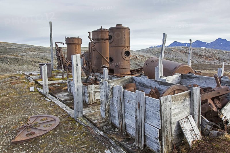 Steam boilers at abandoned marble quarry Camp Mansfield