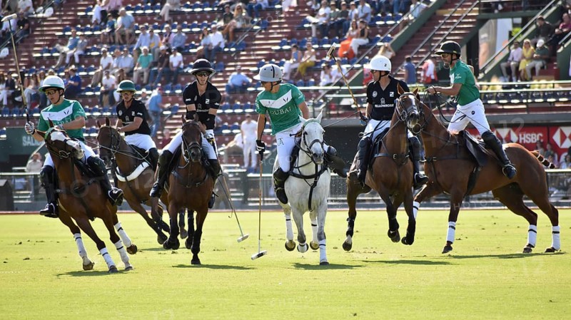 Scene from the match between La Natividad and Ellerstina Yellowrose at the 130th Argentine Open Polo Championship