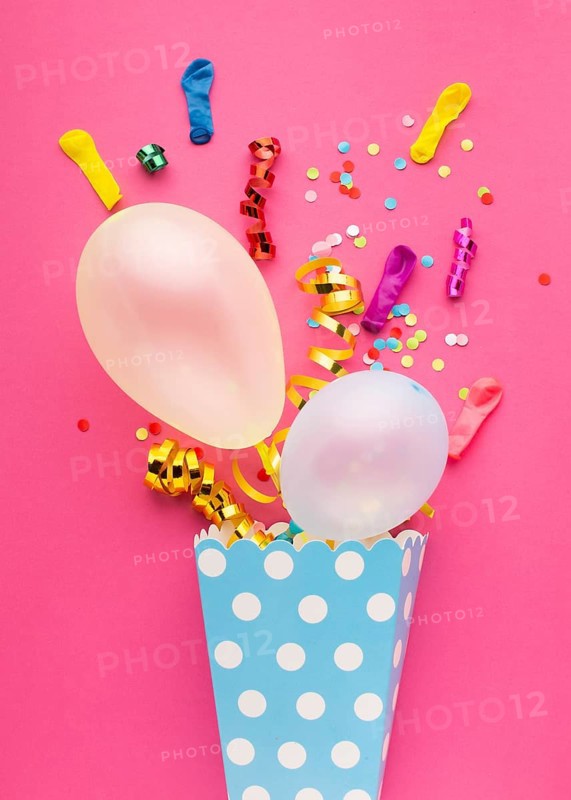 View party decoration with pink background
