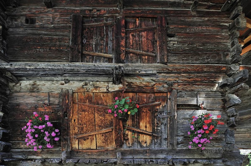 Traditional Swiss wooden granary