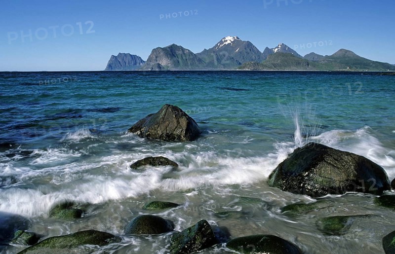 Stones in the surf on the Myrland beach