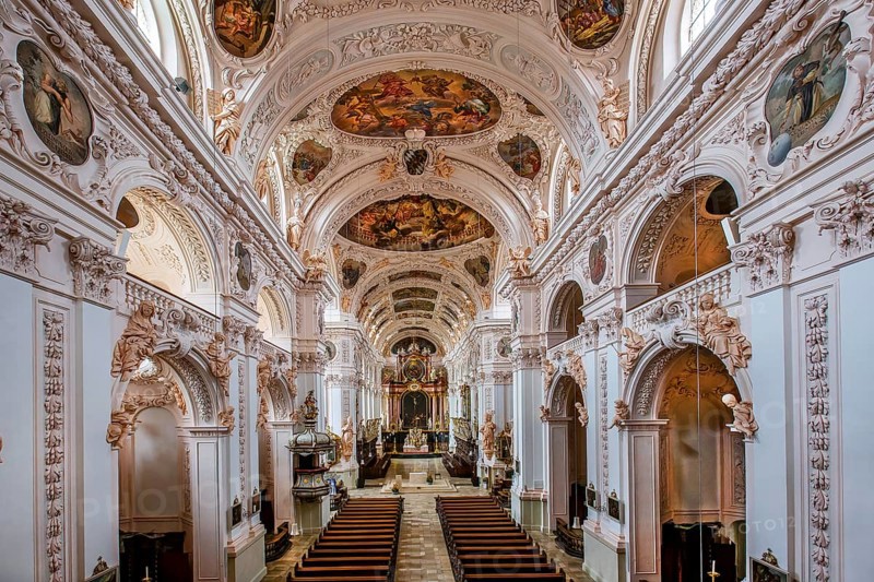 Interior of the baroque collegiate basilica