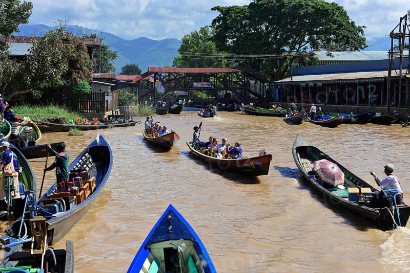 Boats on Inle Lake