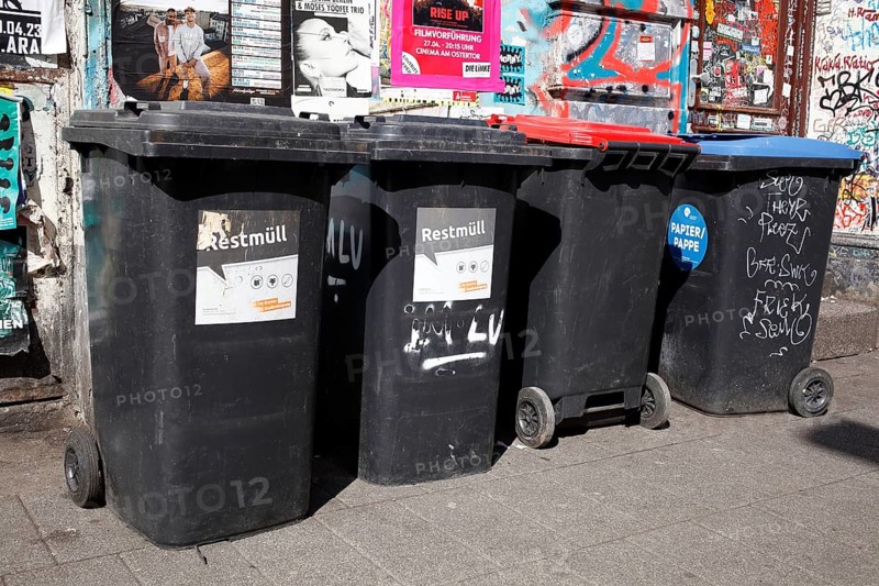 Rubbish bins standing on the street