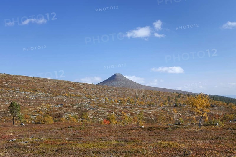 The mountain Nipfjaellet in the Staedjan-Nipfjaellet nature reserve in autumn