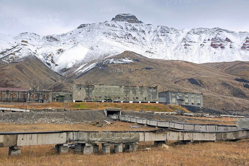 Derelict buildings and factory at Pyramiden