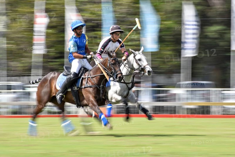 Scene from the match between El Overo Z7 and La Irenita Clinova at the 130th Argentine Open Polo Championship