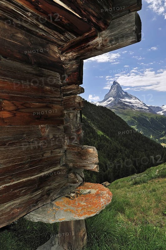 Matterhorn and traditional wooden granary