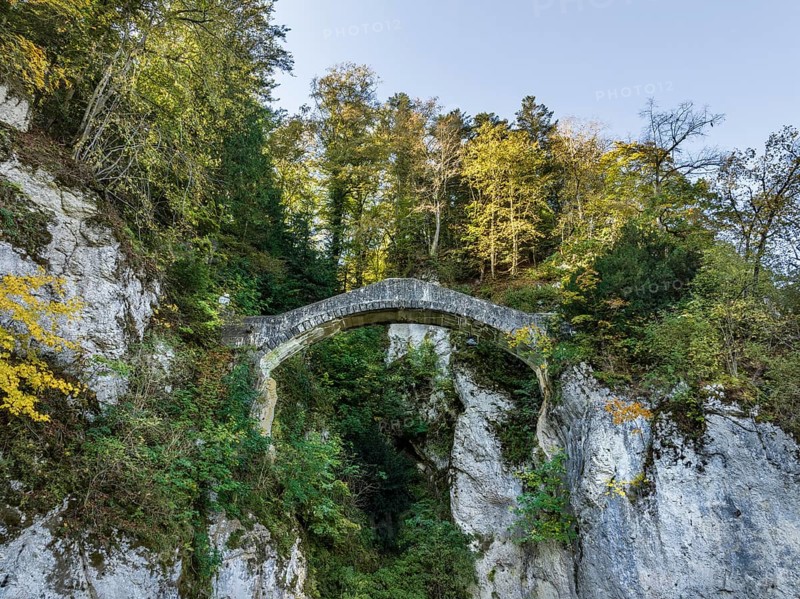 Aerial view of the arch bridge built in 1893