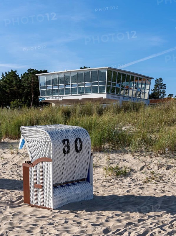 Beach and beach chairs in the Baltic seaside resort of Baabe