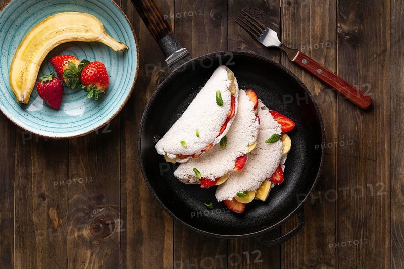 Delicious tacos fruits top view