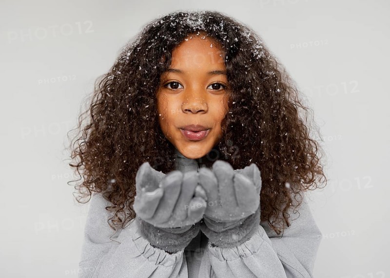 Close up girl wearing gloves