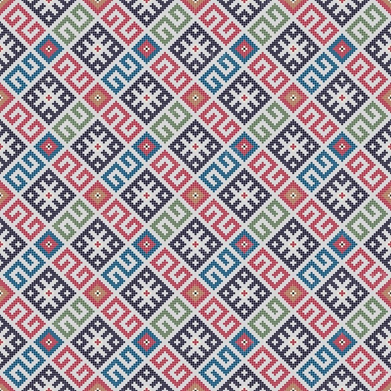 Traditional Georgian folk art embroidery vector pattern