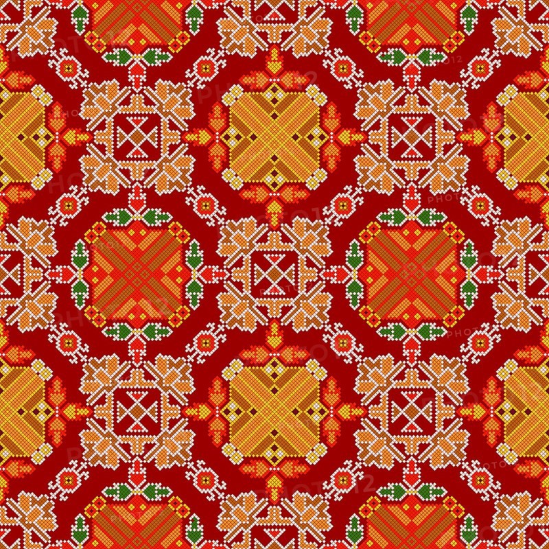 Traditional Georgian folk art embroidery vector pattern