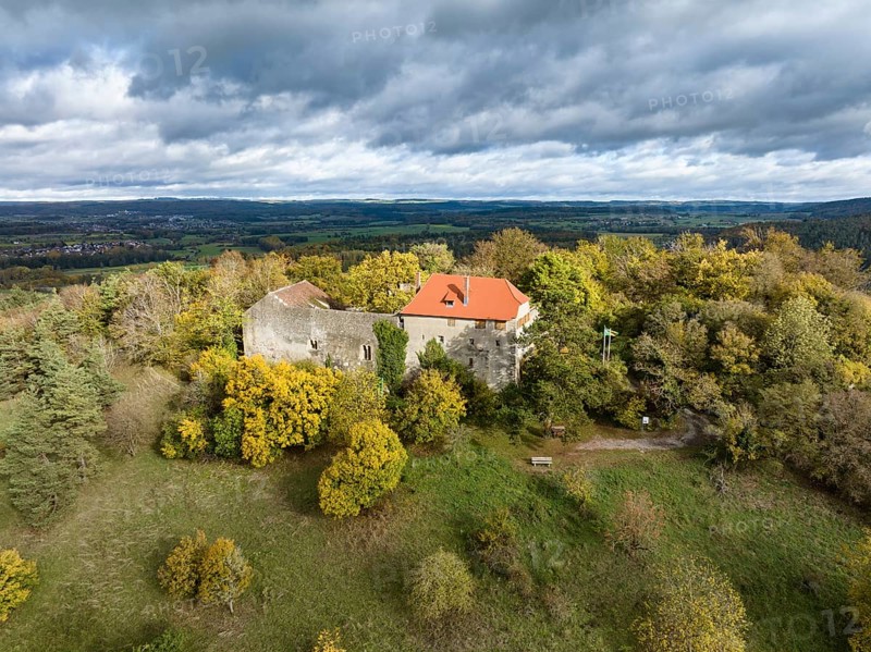 Aerial view of the castle Friedingen