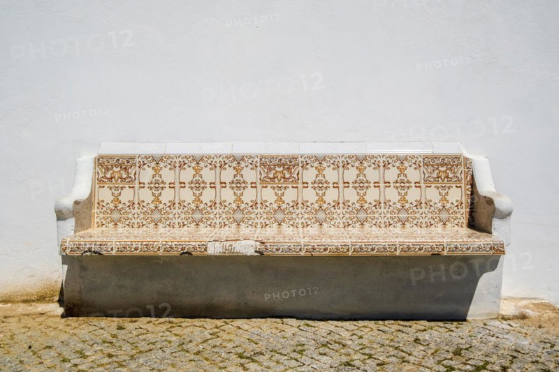 Awesome view of bench with traditional portuguese tiles
