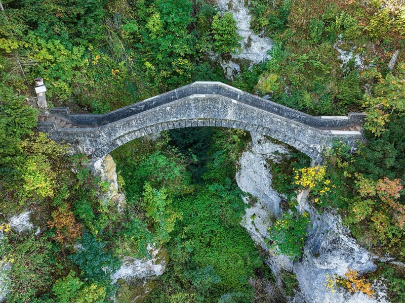 Aerial view of the arch bridge built in 1893