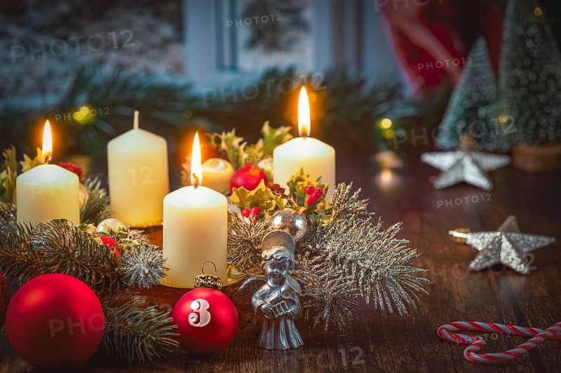 Advent wreath in front of window