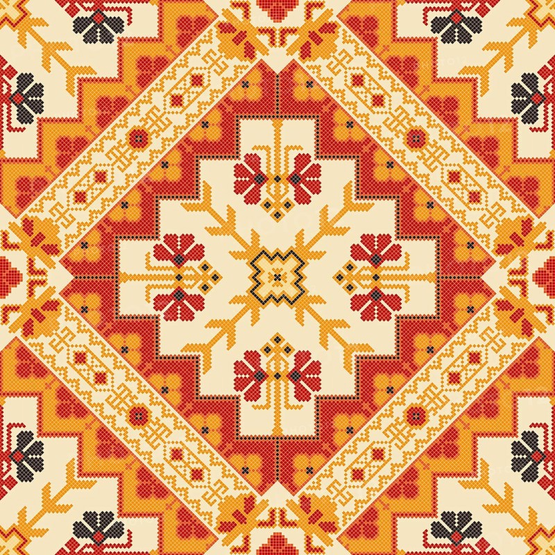 Traditional Georgian folk art embroidery vector pattern